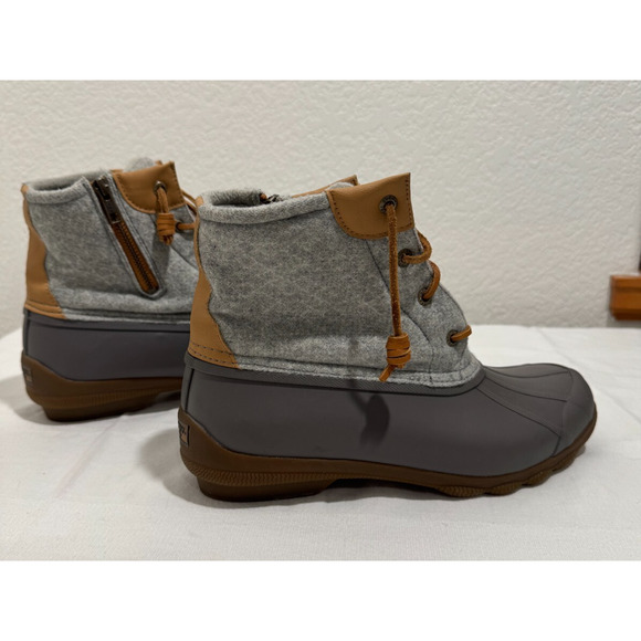 Sperry Womens Saltwater Emboss Wool Fleece Duck Style Boots Size 10M Gray - Picture 8 of 9